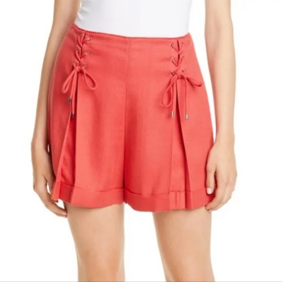 NWT Club Monaco Red/Coral Lace-up Ditmas Short sz 4 - Picture 1 of 4